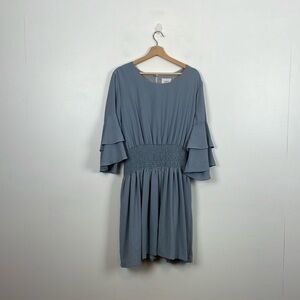 JOA Boho Ruffle Fare Sleeve Elastic Waist Corset Lace Tie Lined Womens XL Blue